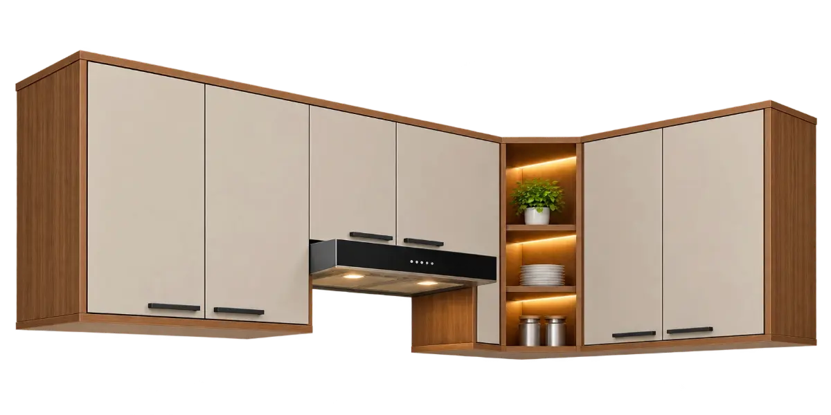Wall-mounted kitchen cabinets, left section