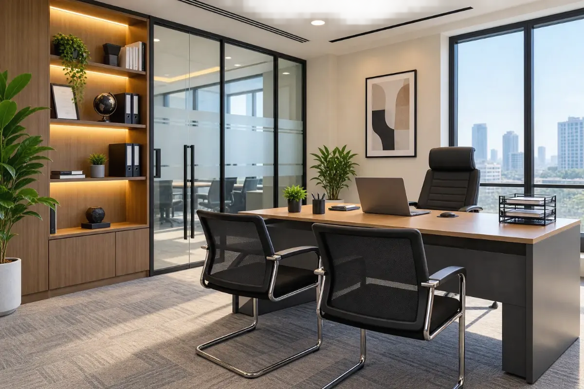 Modern office ready for disinfection