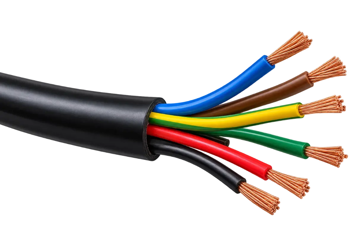 Multi-core electrical cable with exposed copper wires